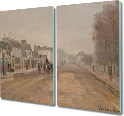 Produktbild von Coloray Herdabdeckplatte 2x30x52 cm Schneidebrett Kochplattenabdeckung Küchenbrett Hackbrett - Promenade Argenteuil Monet
