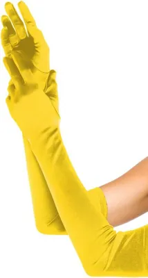 Produktbild von Satin Handschuhe extra lang gelb