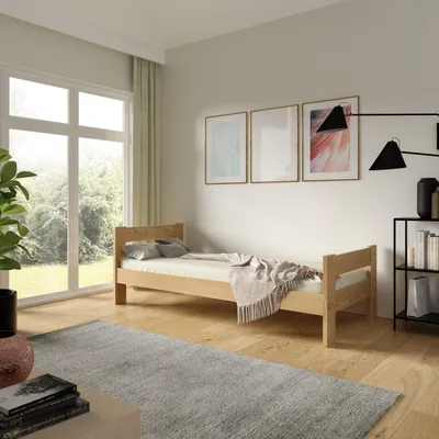 Produktbild von Masseno Kinderbett OSCARO 90x200 cm, Einzelbett für Mädchen und Jungs, Kiefernholz