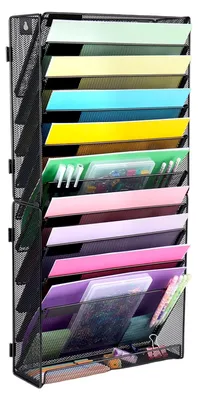 Image de Omgoods - Organisateur mural avec 11 compartiments pour documents A4, couleur noire