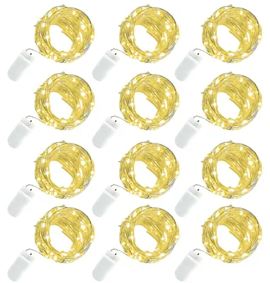 LED Lichterkette 12er Set, 3 m, Warmweiß, batteriebetrieben
