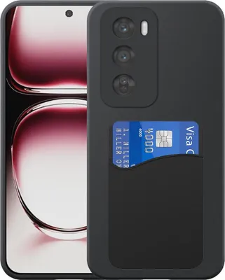Image de Convient pour Oppo Reno 12 Pro Phone Case with Silicone Card Holder - Flexible Back Cover Case Silicone TPU with Silicone Cardslot - Black - Smartphonics