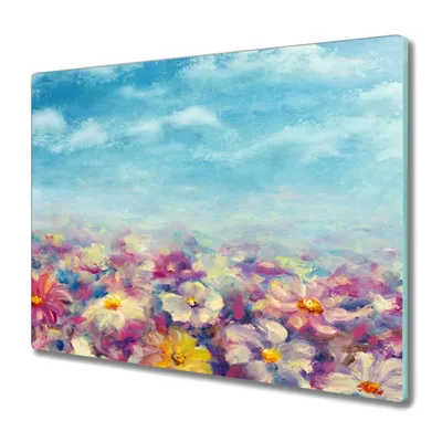 Produktbild von Coloray Schneidebrett Herdabdeckplatte 60x52 cm Kochplattenabdeckung Hackbrett Küchenbrett - Blumen Wiese Himmel