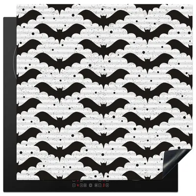 Produktbild von KitchenYeah© Herdabdeckplatte Fledermaus - Muster - Halloween , 78x78cm, Küche Deko, Glaskeramikkochfeld Herdabdeckung, Abdeckplatte fùr Kochfeld