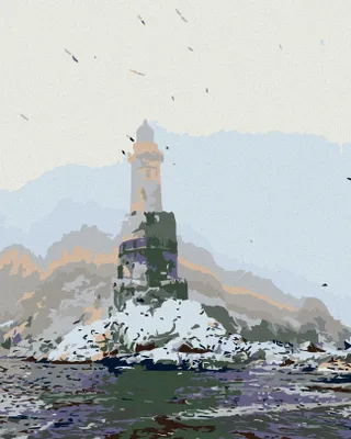 Produktbild von Zuty - Malen nach Zahlen - LEUCHTTURM IM NEBEL, 40x50 cm, mit Keilrahmen (bereits gespannt)