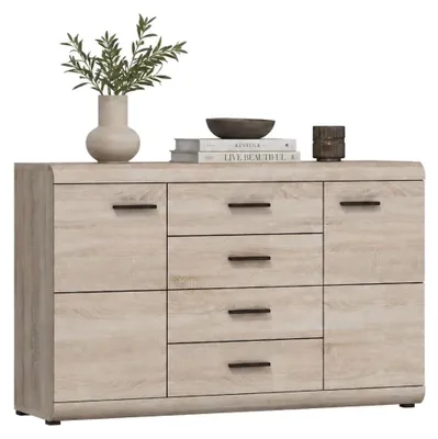 Produktbild von Hamireso - Sideboard, 140x42x87h cm Eiche Braun, 4 Schubladen