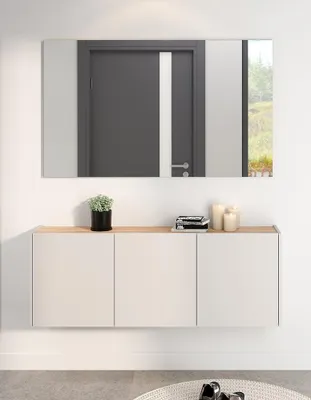 Produktbild von Garderobenset 2-teilig in kaschmir mit Eiche mit Spiegel & Schuhschrank, Modern, LAPUA-01