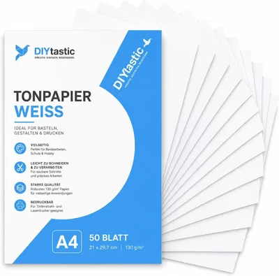 Produktbild von 100x Tonpapier Weiß DIN A4 220 g/m² – Bastelpapier & Tonkarton für Drucker, Schule, Büro und Kreativprojekte (100x Tonpapier Weiß)