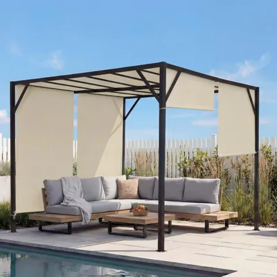 Produktbild von Pergola Baia, Garten Pavillon Terrassenüberdachung, stabiles 6cm-Stahl-Gestell + Schiebedach  3x3m