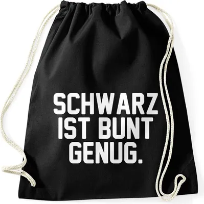 Produktbild von Turnbeutel mit Spruch Schwarz ist bunt genug lustiger Turnbeutel Moonworks® schwarz unisize