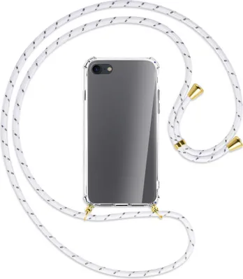 Produktbild von Handykette Backcover-Schutzhülle mit Band (Metall goldfarben) für Apple iPhone 7, iPhone 8 - weiß/grau