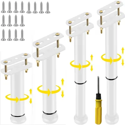 Productafbeelding van Solidchoice - Witte Metalen Meubelpoten 25-42 cm, Set van 4