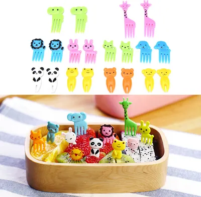 Zdjęcie produktu dla 20Pcs Mini Cute Cartoon Animal Food Fruit Picks Forks Lunch Box Decor dla dzieci