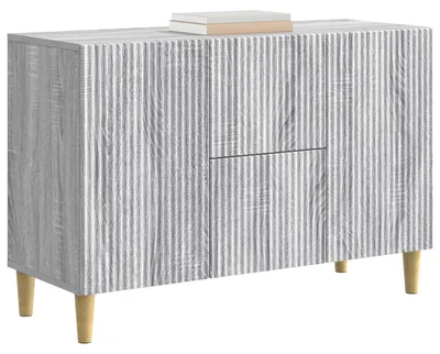 Image de vidaXL Meuble de rangement latéral, Sonoma-gris, 89 x 34,5 x 60 cm, panneaux de particules