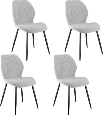 Produktbild von 4er-Set Stühle mit Hochdichte-Schaumstoffpolsterung & Atmungsaktivem Leinenbezug – Ideal für Zuhause und Büro