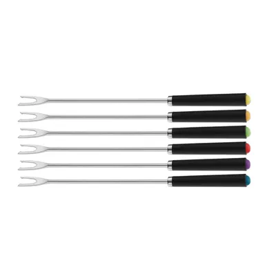 Immagine prodotto di Kela Forchette per fonduta Morena in acciaio inox 6 pezzi con manico in plastica nera 24,5 cm, 79313