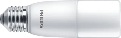 A close-up, studio shot of a Philips LED light bulb against a white background.