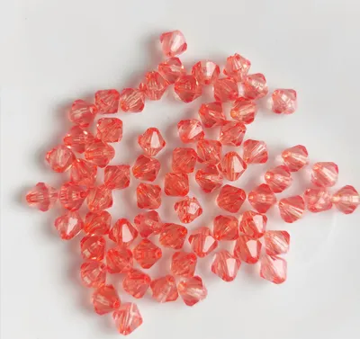 Image de Bicone double cône 80 pièces perles acryliques cristal perles en vrac avec trou , 6 mm 80 pièces, rouge, rouge clair