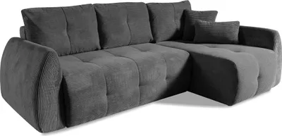 Produktbild von BETTSO Polsterecksofa gepolstertes Ecksofa mit Schlaffunktion und Bettzeugkasten Universalecke LUNA Dunkelgrau