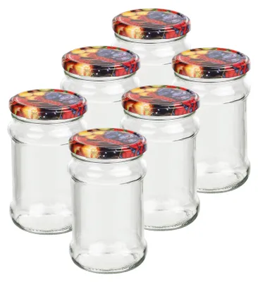 Produktbild von Einmachgläser 315 ml 6er Set mit Obstdekor Schraubdeckel Vorratsgläser