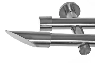 Produktbild von Edelstahl Look Gardinenstange Ø 20mm Wandträger 2-läufig zweiläufig Wandbefestigung Schräge H41 E32E30 RR