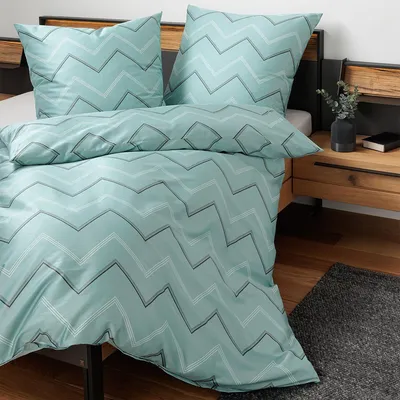 Produktbild von Janine Mako-Satin Bettwäsche J.D. 87118 200x220 cm + 2x 80x80 cm salbeigrün
