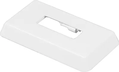 A white rectangular cover with a rectangular opening in the center, shown from a diagonal angle.