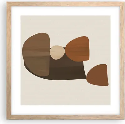 Produktbild von Gerahmtes Poster - Rahmen in heller Eiche - Abstraktion Braun Minimalismus - 40x40 cm - Wand Bild - Wanddeko - Wandbilder - Wandposter - Bilderrahmen - Bilder - Kunstdruck - Wandbild - P2NAC40x40-4212