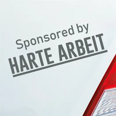 Produktbild von Auto Aufkleber Sponsored by Harte Arbeit Gesponsert Hard 19x7 cm Grau Sticker Heckscheibenaufkleber
