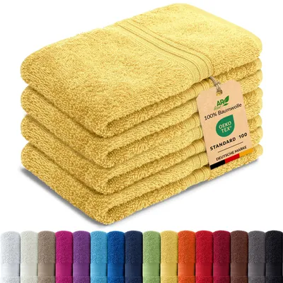 Produktbild von 4er-Set ARIZONA Handtuch-Serie von AR Line – 100% Baumwolle, 500 g/m², 4er-Set Gästetücher 30x50 cm, Gelb