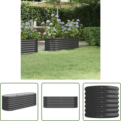 Produktbild von The Living Store Hochbeet Pulverbeschichteter Stahl 114x40x36 cm Anthrazit