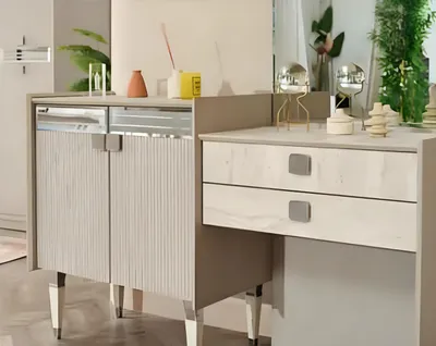 Produktbild von Schlafzimmer Luxus Möbel Schminktisch mit Spiegel Holz Design Modern
