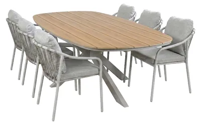 Produktbild von 7-delige tuinset | 6 Parijs tuinstoelen | Tuintafel Cadiz 240x115cm