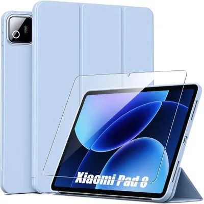 Image de Coque + Verre Trempé pour Xiaomi Pad 8 / 8 Pro 11,2" - Antichoc avec Support Veille-Réveil - Bleu