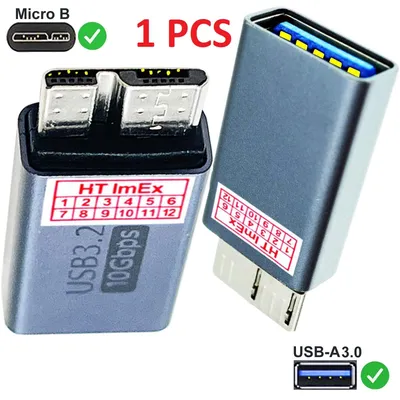 Produktbild von 10 Gbps Adapter USB 3.2 Micro B Stecker zu USB A Buchse Festplatte Handy Tablet