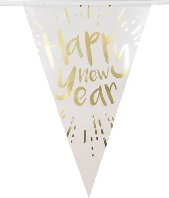 Immagine prodotto di Decorazione per feste di Capodanno Catena di gagliardetti oro 4m