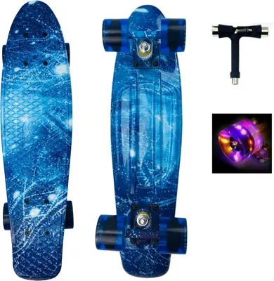 Zdjęcie produktu dla Mini Cruiser Skateboard 22 cali, świecące kółka, dla początkujących