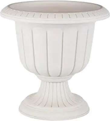 Zdjęcie produktu dla Eleganckie, wysokie donice w kolorze beżowym na nóżkach – okrągłe białe donice do użytku wewnątrz i na zewnątrz 30 x 21 cm