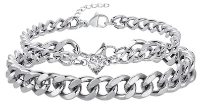 Produktbild von XFSRG 2 Stück Partner Armbänder Herz Zirkonia Kettenarmband Partnerarmband Set P