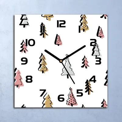 Produktbild von Wanduhr Echt-Glas-Küchenuhr Pastell Tannenbaum Quarz 30x30 Deko Bilder