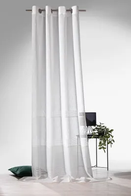 Produktbild von Heimtexland ® Ösenschal Leinen Optik natur Deko Gardine transparent Boho Vorhang Natural Living HxB 245x135 Typ891 Struktur-Bordüren