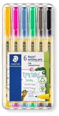Obrázok produktu pre Staedtler Noris writing pen 307, Čierna, Modrá, Hnedá, Zelená, Ruže, Žltá, Žltá, 0,6 mm, Recyklovaný plast, Kolo, atrament s vodným základom