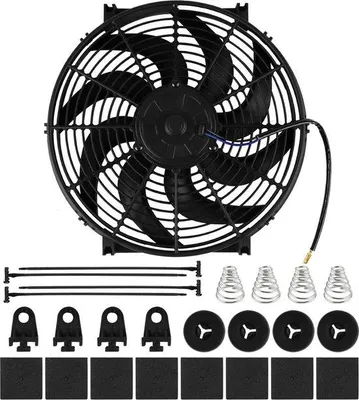Image de Ventilateur électrique 14 pouces, 12 V, 90 W, usage universel, ventilateur de voiture avec kit de montage