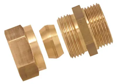 Produktbild von Doppelnippel aus Messing mit Außengewinde, 15 x 21 mm, Durchmesser 14 mm