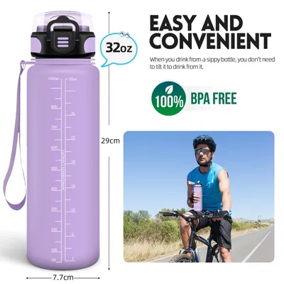 Produktbild von Trinkflasche Sport 1000ml BPA-frei, auslaufsicher, mit Strohhalm, Kinder, Schule