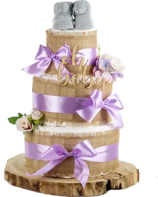 Produktbild von Große Windeltorte Alles Jute | zur Geburt lilac