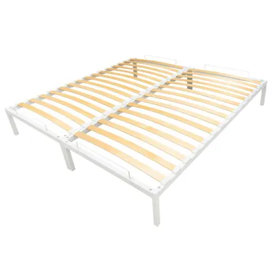Produktbild von INDUSTORM Bett - Bettgestell 160x200 mit Elastisch Lattenrost aus Birkenholz, Metallbett Stauraum Höhe 27,5cm - Gästebett kinder bett, Einfache Konstruktion und Montage - Weiß
