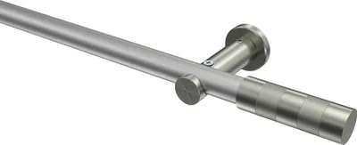 Produktbild von Interdeco Gardinenstange / Vorhangstange Silbergrau / Edelstahl-Optik, Typ Platon Mavell (Zylinder) ohne Ringe, 20 mm Ø 1-läufig, 520 cm