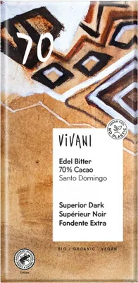 Produktbild von Vivani Edel Bitter Schokolade 70% Cacao Santo Domingo -- 100g