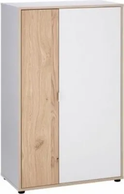 Produktbild von Aktenschrank weiß-Eiche, 67x35x112 cm, Soft-Close, asymmetrische Front, ordnergeeignet
